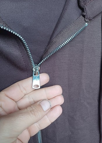 Kadın Kahverengi Fermuarlı Sweatshirt - Görsel 3