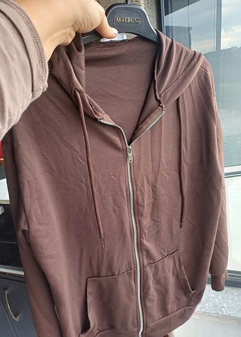Kadın Kahverengi Fermuarlı Sweatshirt - Görsel 6