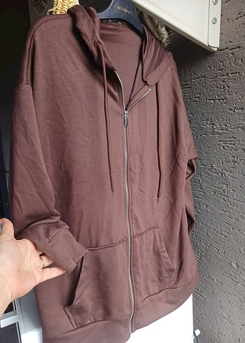 Kadın Kahverengi Fermuarlı Sweatshirt - Görsel 5