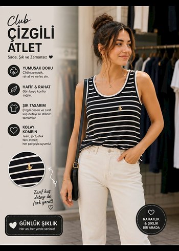 Beymen Club Siyah Beyaz Cizgili Club Atlet