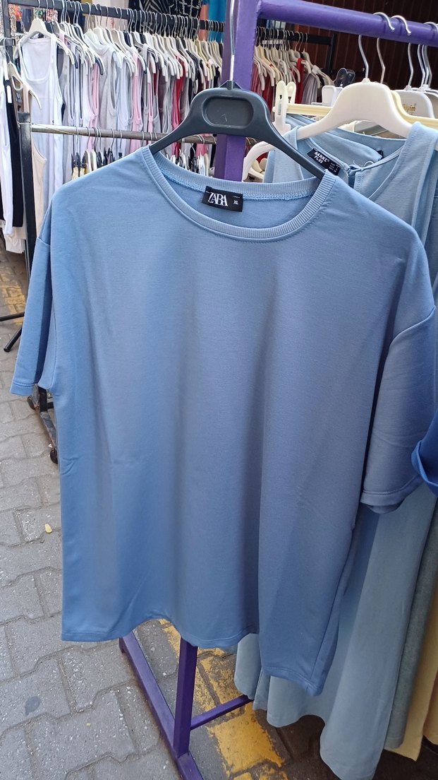 Mavi Erkek Oversize Tişört - Görsel 3