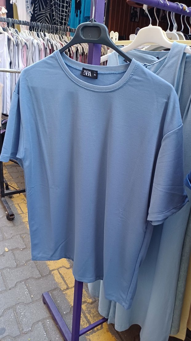 Mavi Erkek Oversize Tişört - Görsel 4