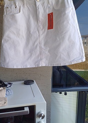 Beyaz Pamuk Mini Etek Rahat Kesim - Görsel 6