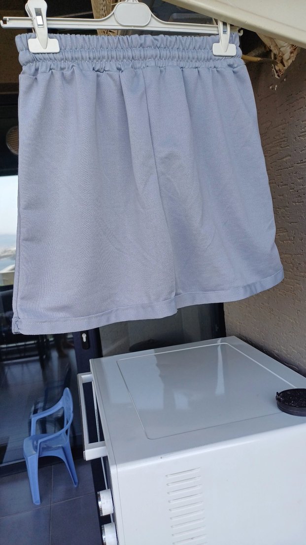 Gri Rahat Hamile Mini Şort - Görsel 5