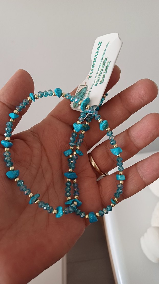 Turkuaz Boncuklu Mini Bohem Kolye - Görsel 3