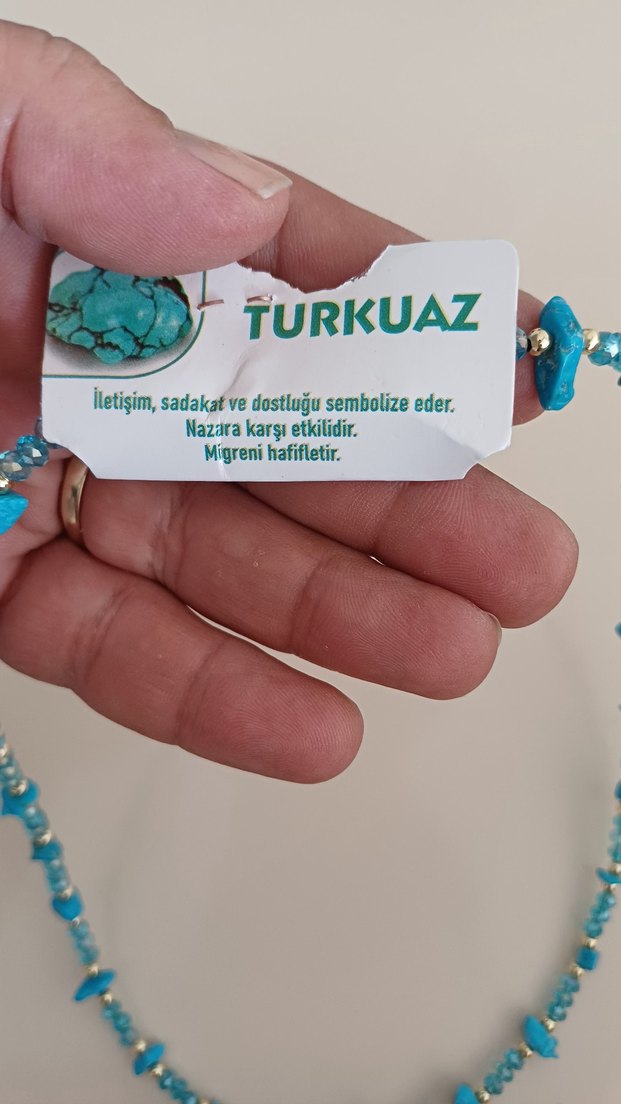 Turkuaz Boncuklu Mini Bohem Kolye - Görsel 2