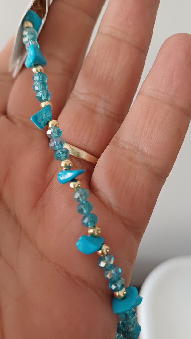 Turkuaz Boncuklu Mini Bohem Kolye - Görsel 4