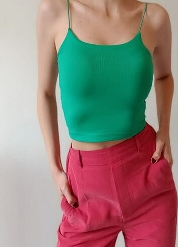 Yeşil ip askılı crop