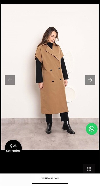 diğer Beden camel Renk Minikterzi oversize trençkot