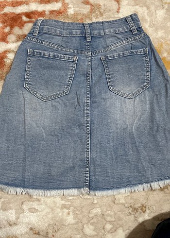 Diğer Düğmeli Mavi Denim Mini Etek