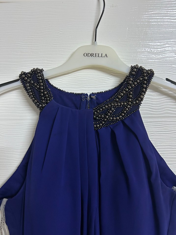 Lacivert Drapeli Uzun Abiye Elbise - Görsel 4