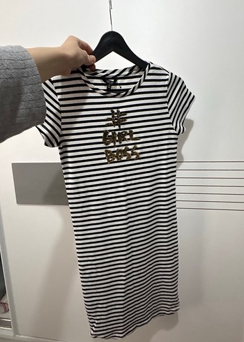 Kısa Kollu Çizgili Midi Elbise çocuk 11-13 yaş - Görsel 2