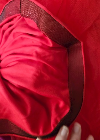 Kırmızı Uzun Drapeli Abiye Elbise - Görsel 7