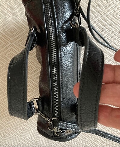 Yıkanmış Özel Doku Deri Çapraz ve El askılı Çanta - Görsel 3