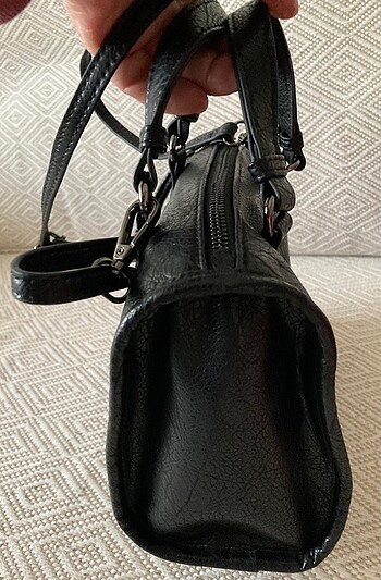 Yıkanmış Özel Doku Deri Çapraz ve El askılı Çanta - Görsel 4