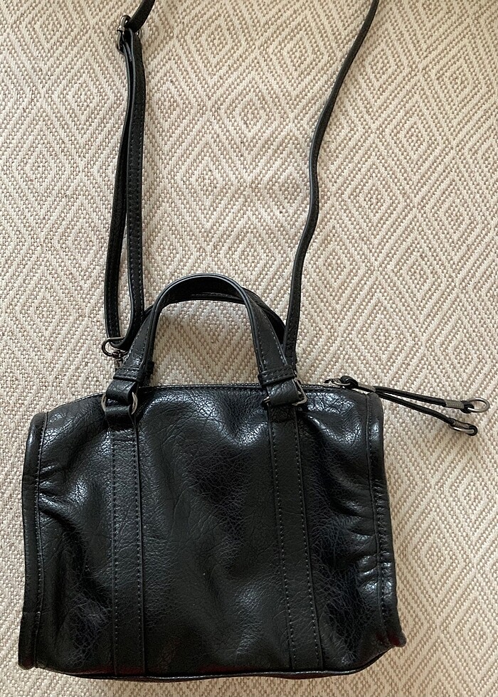 Yıkanmış Özel Doku Deri Çapraz ve El askılı Çanta - Görsel 2