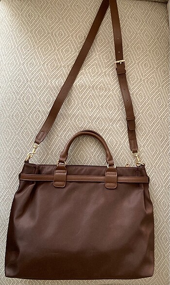 İmperteks Kumaş Deri Aksesuarlı El/Omuz Çantası - Görsel 2