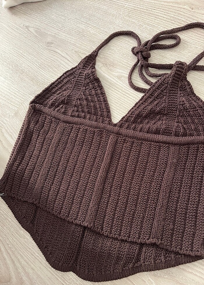 boyundan bağlamalı örgü crop - Görsel 2