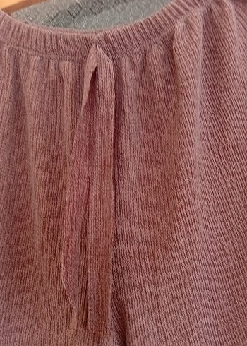 Kadın Örgü Keten Bol Kesim Kahverengi Pantolon - Görsel 6