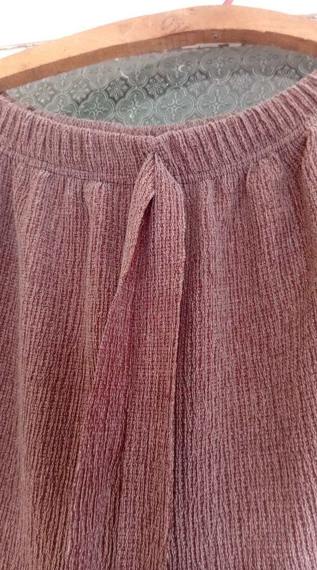 Kadın Örgü Keten Bol Kesim Kahverengi Pantolon - Görsel 4