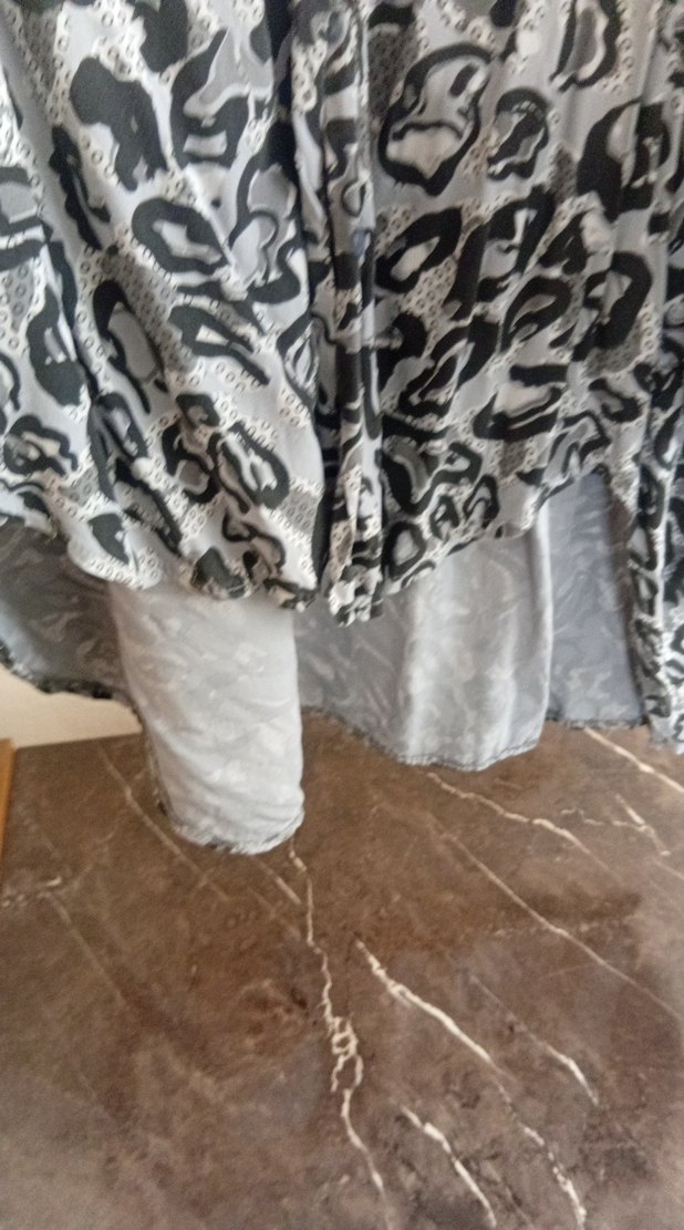 Bohem Desenli Gri Keten Uzun Tunik - Görsel 3