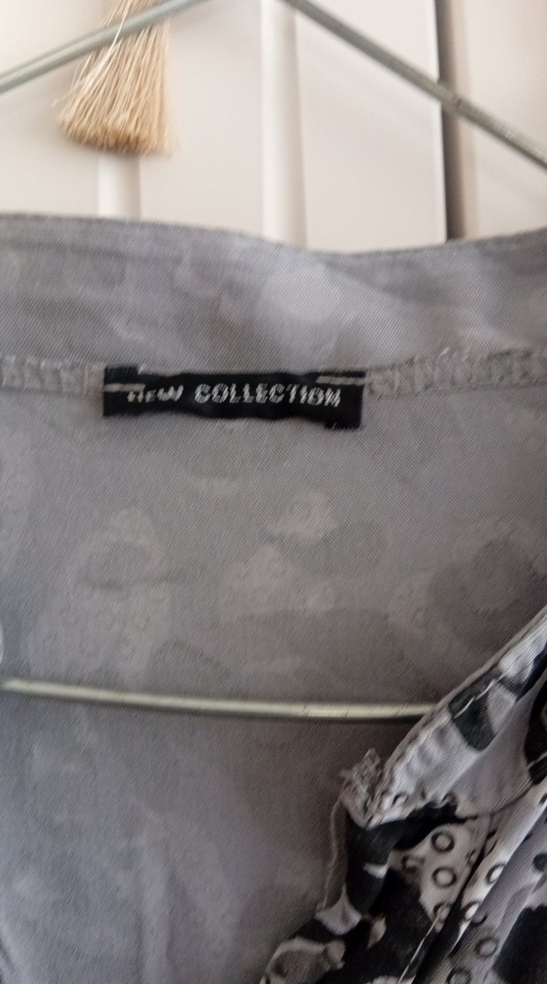 Bohem Desenli Gri Keten Uzun Tunik - Görsel 4