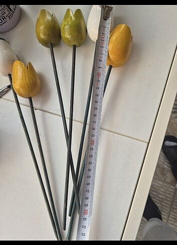 Tasarımcı 6 Adet Ahşap Lale ve Kahve Sepet