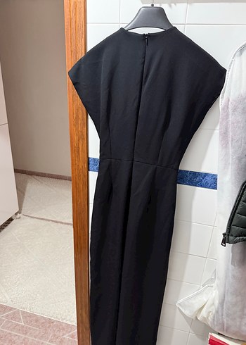 Siyah Kolsuz Uzun Kadın tulum - Görsel 2