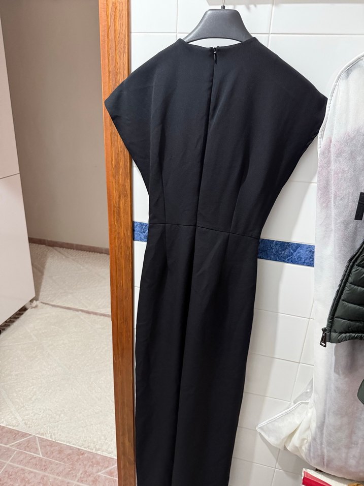 Siyah Kolsuz Uzun Kadın tulum - Görsel 2