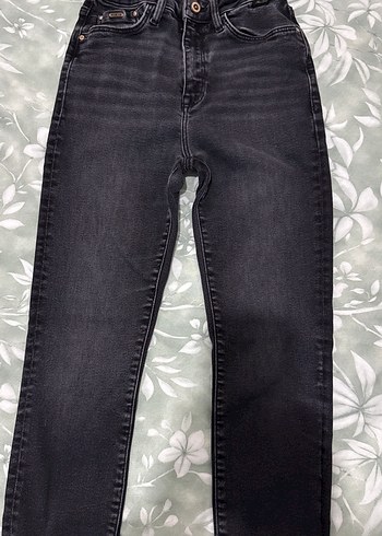 Gri Fermuarlı Kadın Denim Pantolon - Görsel 2