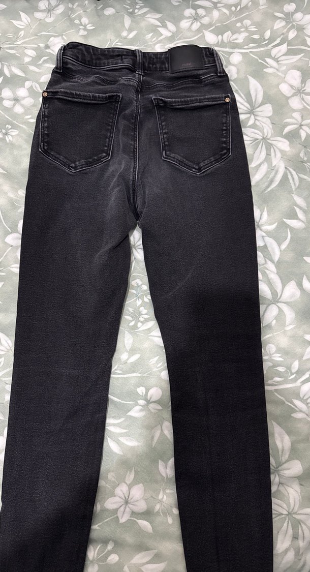 Gri Fermuarlı Kadın Denim Pantolon - Görsel 3