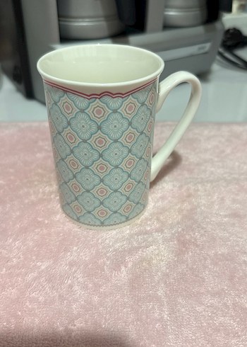 Turkuaz Pastel Desenli Seramik Kupa - Görsel 2