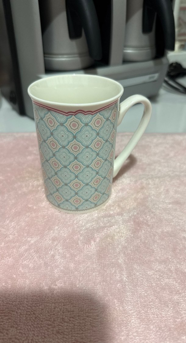 Turkuaz Pastel Desenli Seramik Kupa - Görsel 2