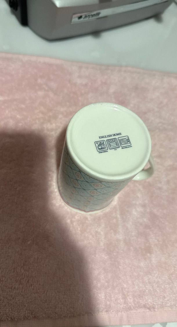 Turkuaz Pastel Desenli Seramik Kupa - Görsel 3