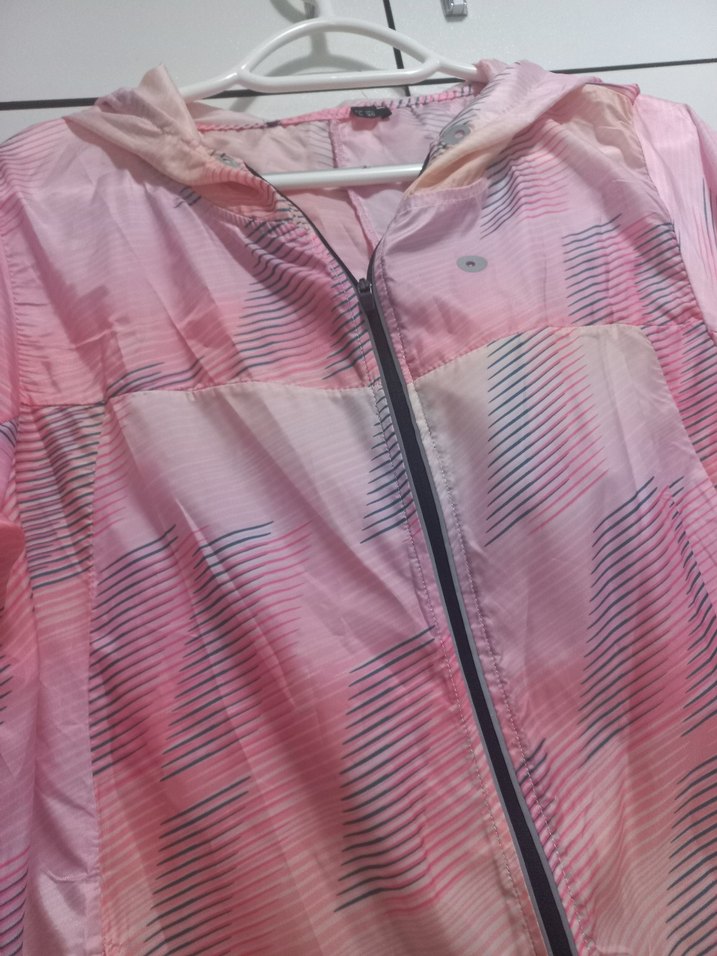 Kadın Pembe Uzun Kollu Fermuarlı Yağmurluk - Görsel 2