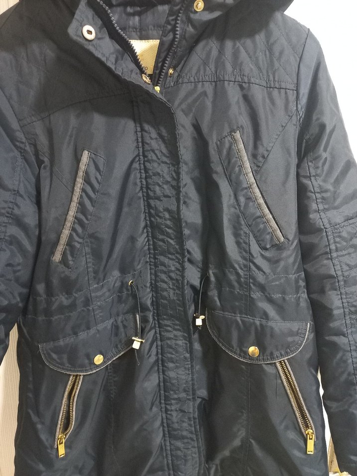 Defacto Lacivert Kapüşonlu Fermuarlı Kadın Kışlık Mont - Görsel 2