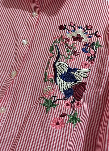 Nakış Detaylı Gül Kurusu Gömlek - Görsel 2