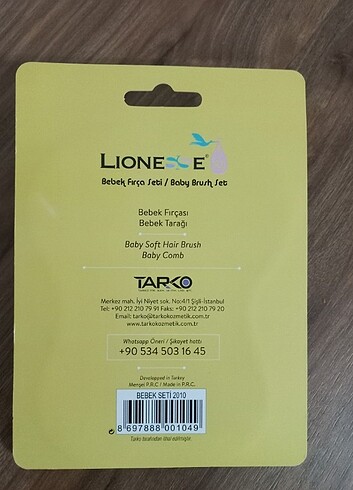 Diğer Tarko Lionesse Bebek 2'li Fırça Seti