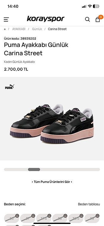 36 Beden Puma sneaker
