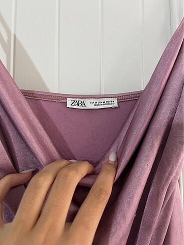 Zara Saten lila midi boy elbise