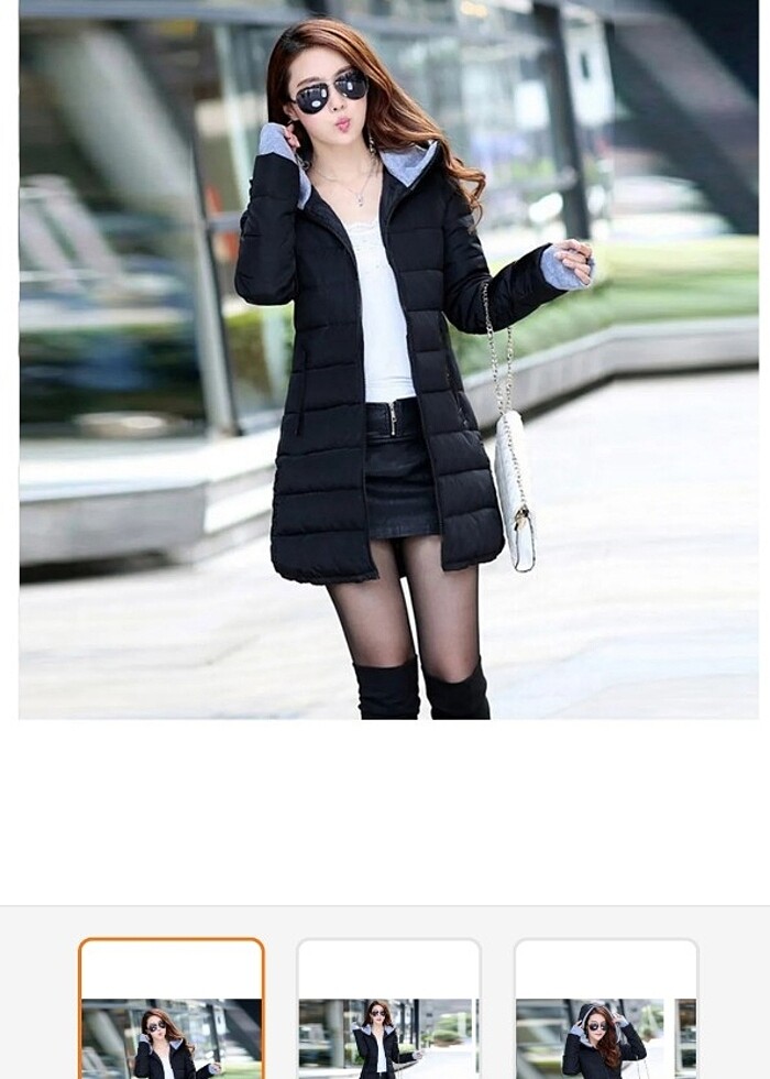 Kışlık kapüşonlu uzun şişme mont - Görsel 2