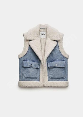 Zara kürklü Denim Yelek