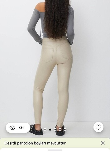 s Beden camel Renk Pullandbear Deri Pantolon