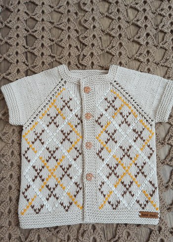 Kız Çocuk Pembe Kısa Kollu Örgü Hırka - Görsel 2