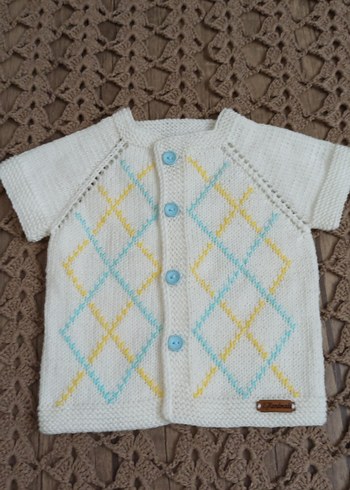 Kız Çocuk Pembe Kısa Kollu Örgü Hırka - Görsel 5