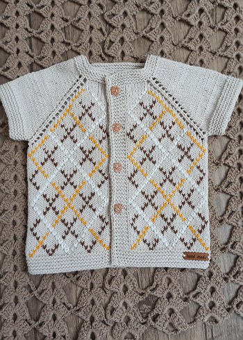 Kız Çocuk Pembe Kısa Kollu Örgü Hırka - Görsel 3