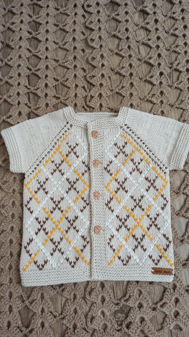 Kız Çocuk Pembe Kısa Kollu Örgü Hırka - Görsel 2