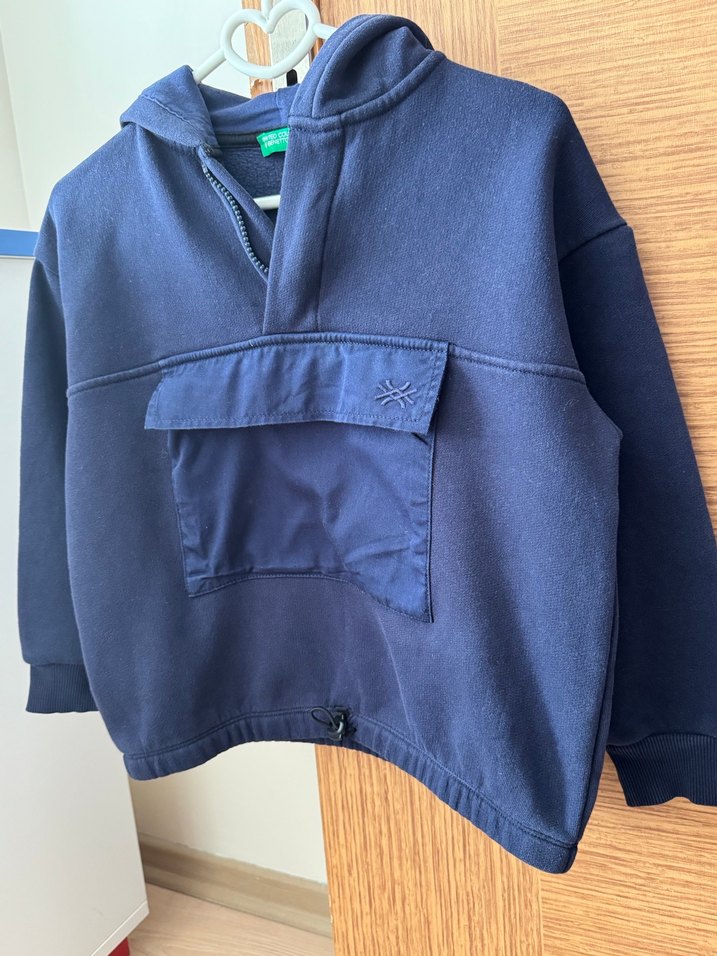 Benetton Lacivert Fermuarlı Sweatshirt - Görsel 2