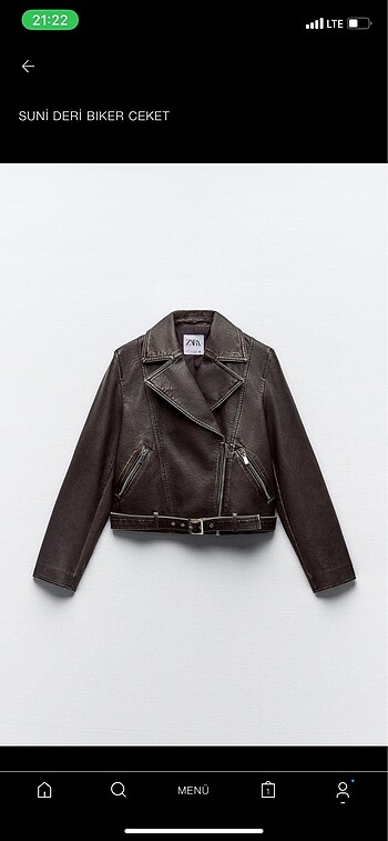 Zara suni deri biker ceket