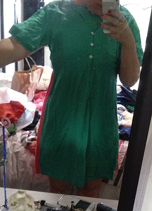 s Beden yeşil Renk Şile bezi elbise 